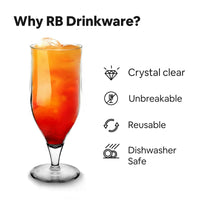 1 x RAW Customer Returns RBDRINKS RB Hurricane Cocktail Glasses Premium Plastic Unbreakable Reusable 33cl, 6 pieces - RRP €22.81