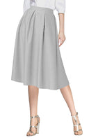 1 x RAW Customer Returns Women s Flared A line Pleated Flared Midi Skirt S, Light Grey  - RRP €28.21