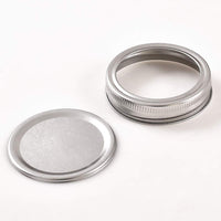 1 x RAW Customer Returns Newk 24 Sets Regular Mouth Mason Jar Lids and Rings, Reusable Metal Mason Jar Lids with Silicone Seal Lids Fits Ball 24 Lids 24 Rings, 70mm 2.75 , Silver  - RRP €18.99