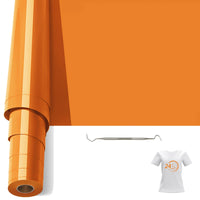 1 x RAW Customer Returns Bocguy Plotter Film Textile, 30.5 cm x 6.1 m Heat Transfer Vinyl Flex Film Rolls with Plotter Tool, Plotter Vinyl Film for Iron Hot Press, T-Shirts More Fabrics, DIY Pattern Orange Yellow  - RRP €22.19