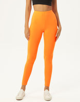 1 x RAW Customer Returns sissycos women s 80s neon leggings pants, buttery soft, stretchy, comfortable basic solid pants neon orange, S  - RRP €23.98