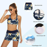 1 x RAW Customer Returns JASAMBAC Tankini Women Tummy Control, 3-Piece Bikini Set, Push-Up Bikini Top and High Waist Swim Shorts, Simple Swimwear, Women s Sports Swimsuit, Swimwear for Swimming Pool, Beach - RRP €32.56