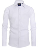 1 x RAW Customer Returns siliteelon Men s Dress Shirts Plain Long Sleeve White Non-Iron Formal Shirts Men s Business Casual Button Down Shirt with Pocket,4XL - RRP €28.22