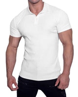 1 x RAW Customer Returns Muscle Cmdr Men s Polo Slim Fit Muscle Polo Long and Short Sleeve Stretch Quick Dry Tee Casual Golf Athletic T-Shirt White XL  - RRP €21.9