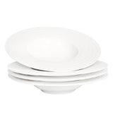 1 x RAW Customer Returns jinsongdafa pasta plate soup bowls soup plate 230ml, pasta bowl set with 4 pieces, white flat bowl plates, bowls with and rim, premium porcelain best gift 24.3CM embossed - RRP €42.38