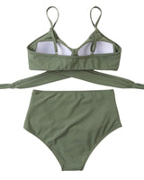 1 x RAW Customer Returns Jarseila Women s Bikini Set Sexy Two Piece Swimsuit Bikini Top High Waist Bikini Bottoms Elegant Push Up Swimwear Green L - RRP €27.72