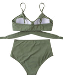 1 x RAW Customer Returns Jarseila Women s Swimwear Two Pieces Elegant Swimwear Women Push Up Padded Bikini Bra High Waist Bikini Bottom Beachwear, Green, M - RRP €31.99