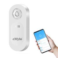 1 x RAW Customer Returns Water detector WLAN, eMylo water alarm water monitor compatible with Tuya Smart Life app, 120dB WiFi water sensor with real-time app notification for washing machine, bathroom and basement - RRP €22.99