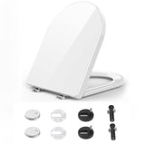 1 x RAW Customer Returns Foonii toilet seat, toilet lid with child seat, D-shaped family toilet seat with automatic lowering and easy-clean function, easy installation, white toilet lid, PP 450 360mm  - RRP €35.89