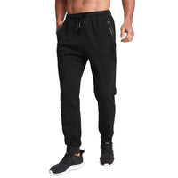 1 x RAW Customer Returns Tansozer jogging bottoms men s cotton training trousers men s sports trousers men s long trousers men s zip pockets black XXL - RRP €31.25