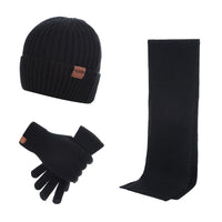 10 x Brand New YULOONG Winter Beanie Hat Scarf Touchscreen Driving Gloves 3 in 1 Set for Men Women Ribbed Knit Black - RRP €299.9