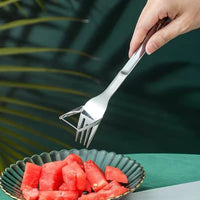 1 x Brand New JCYUANI 2 In 1 Melon Cutter Fruit Fork Stainless Steel Multi purpose Watermelon Slicer Cutter Dessert Forks Watermelon Knife Suitable for Watermelon, Cantaloupe, Dragon Fruit - RRP €20.4