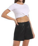 1 x RAW Customer Returns Everbellus Women s Faux Leather Shorts with High Waist and Pockets PU Shorts Black Large - RRP €28.22