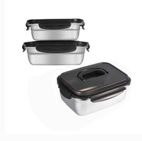 2 x RAW Customer Returns GRFELI Stainless Steel Food Containers with Airtight Lids, Lunch Box, Food Preservation Box, Ice Cream Boxes, Dishwasher Oven Freezer Safe 600ML 1000ML  - RRP €42.14