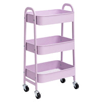 1 x RAW Customer Returns DOEWORKS Storage Cart Kitchen Cart 3-Tier Metal Utility Cart, Rolling Cart Organizer Cart with Wheels for Kitchen Makeup Bathroom Office, Light Purple - RRP €47.18