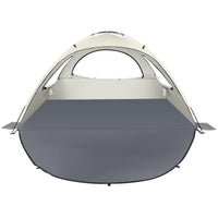 1 x RAW Customer Returns MoopGou beach tent, portable beach tent for 2-4 people, baby beach tent with UV protection 50 , beach tent with 3 ventilated windows, quick assembly, easy to carry umbrella beach tent white  - RRP €48.99