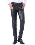 1 x RAW Customer Returns Idopy Men s Business Slim Fit Faux Leather Trousers Jeans Leather Jeans, 36W 30L, Black - RRP €36.18