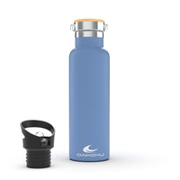 1 x RAW Customer Returns Daikoku Bottle, Double Wall Stainless Steel Thermal Bottle, Thermos Keeps Drinks Cold or Hot for Hours, Two Caps, Blue Color, 500 ML - RRP €16.45