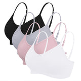 1 x RAW Customer Returns Vertvie women s 2 3 4 pack basic comfortable bra sports spaghetti strap bralette without underwire seamless padded with spaghetti bra top low support bra EU S Tag M, black white light grey purple  - RRP €36.29