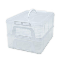 1 x RAW Customer Returns INTIRILIFE transport box container for cakes and cupcakes 2 levels made of plastic in white - 36.1 x 26.1 x 21.2 cm - transport container for muffins cake box - RRP €34.27