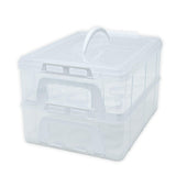 1 x RAW Customer Returns INTIRILIFE transport box container for cakes and cupcakes 2 levels made of plastic in white - 36.1 x 26.1 x 21.2 cm - transport container for muffins cake box - RRP €34.27