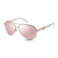 1 x RAW Customer Returns FONHCOO Mirrored Sunglasses Women UV400 Glasses Vintage Pilot Glasses Retro Sunglasses Women with Eye-catching Mirroring Pink White  - RRP €22.99