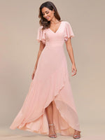 1 x RAW Customer Returns Ever-Pretty Women s Bridesmaid Dresses V-Neck Floor Length Chiffon Backless Elegant Pink 56EU - RRP €61.99