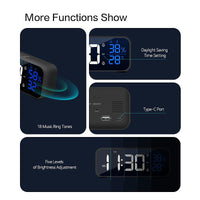 1 x RAW Customer Returns OWYELO Digital Alarm Clock, Digital Alarm Clock with LED Mirror, Snooze Mode, Children s Alarm Clock with 5 Brightness Levels, 12 24 Hours, 5 Alarm Modes Are Adjustable, USB Charging Port, Black - RRP €19.99