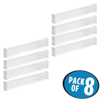 3 x Brand New mDesign Pack of 8 4 X 2 Adjustable Drawer Dividers for Dresser or Kitchen - White - RRP €149.97