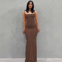 2 x Brand New TOFBS Women s Spaghetti Strap Bodycon Sleeveless Long Dress Sexy Skims Maxi Dress Elegant Fishtail Dresses Cocktail Dress Evening Dress Party Dress Summer Dress Brown, S  - RRP €43.54