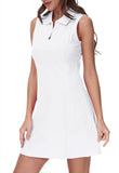 1 x RAW Customer Returns MoFiz Summer Polo Dress Work Sleeveless Sports Dress Tenis Golf Dress with Zip for Women White S - RRP €30.05