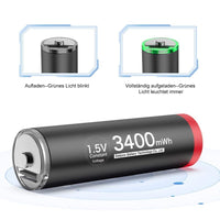 1 x RAW Customer Returns Delyeepow USB-C AA Batteries Lithium Rechargeable, 1.5V 3400mWh USB Rechargeable AA Batteries with 4-in-1 USB-C Charging Cable, 1 Hour Quick Charge, 1500 Cycle, 8 Pack - RRP €38.99