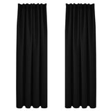 1 x RAW Customer Returns Deconovo Thermal Curtain Cold Protection Curtains Blackout Curtain with Ruffle Tape Curtains 200 x 140 cm Height x Width , Black, Set of 2 - RRP €33.85