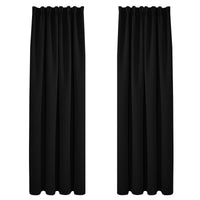 1 x RAW Customer Returns Deconovo Opaque Curtain with Gathering Tape Children s Room Extra Warm Blackout Curtain Balcony, 240 x 140 cm Height x Width , Black, Set of 2 - RRP €41.22