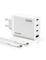 1 x RAW Customer Returns TECKNET USB C Charger 100W, 4-Port Power Adapter PD Fast Charger PPS with Cable for MacBook Pro Air, iPhone 15 Pro Max 15 Pro 14 Pro 14 Pro Max, iPad Pro, Galaxy S23, S22, Steam Deck etc. - RRP €34.78