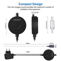 4 x RAW Customer Returns bedee Aquarium Air Pump, Quiet 35 dB Diaphragm Pump with Check Valve, Bubble Stone and Suction Cup, Energy Saving 1W Oxygen Pump for Aquarium Fish Tank up to 50 L, Black - RRP €68.56