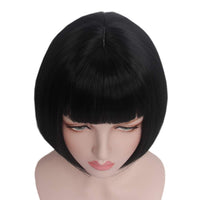 1 x RAW Customer Returns STfantasy Wigs Bob Wigs Straight Short Hair Straight Bangs Wigs Daily Use Wigs Short Black  - RRP €26.1