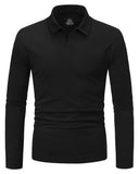 1 x RAW Customer Returns HMIYA Long Sleeve Men s Cotton Polo Shirt Long Sleeve Sweatshirt V-Neck Casual T-Shirts Black, L  - RRP €25.7