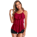 1 x RAW Customer Returns Summer Mae Women s Swimwear Two Piece Adjustable Tankini Sleeveless Wine Red XL - RRP €39.99