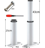 1 x RAW Customer Returns EURXLQ 2 pcs bed feet retractable 25-43cm, white bed legs adjustable, bed frame legs, bed feet, durable slatted support leg, metal furniture support feet, suitable for bed frame, cupboard, sofa - RRP €30.0