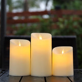 1 x RAW Customer Returns SALCAR set of 3 LED candles, flameless LED candles light warm with battery, LED candle light flickering, 15 cm, 12.5 cm, 10 cm height, decorative LED candles for dinner, birthday, party - RRP €17.14