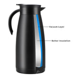 1 x RAW Customer Returns Olerd Insulated Flask 1.5 L, Stainless Steel Thermos Flask, Double-Walled Vacuum Coffee Pot, Teapot, Thermos Flask for Coffee, Tea, Water, Drinks Black  - RRP €25.99