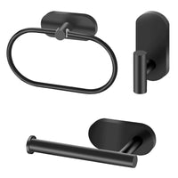 1 x RAW Customer Returns Auyeetek toilet paper holder towel holder hooks without drilling adhesive hooks stainless steel hooks self-adhesive 3 piece set black matt bathroom kitchen - RRP €16.13