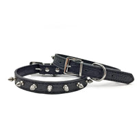 1 x Brand New PETLESO Leather Adjustable Studded Dog Collar for Small Medium Dogs and Cats, Large UK , Black - RRP €20.4