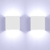 1 x RAW Customer Returns Glighone 2 Pieces LED Wall Light Indoor, 6W Up Down Indoor Wall Light Modern Aluminum Wall Light Lights Wall Lamp for Living Room Bedroom Kitchen Dining Room, Cold White, White - RRP €22.8