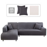 1 x RAW Customer Returns Lydevo Sofa Cover Corner Sofa L Shape Sofa Throws Stretch Sofa Cover L Shape Right or Left with Two Pillowcases Washable Universal Couch Cover L Shape Sofa Cover L Shape 3 Seater 3 Seater, Gray  - RRP €58.59