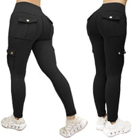 1 x RAW Customer Returns Nuofengkudu Gym Women s Legging Push up High Waist Cargo Pocket Elastic Soft Sports Fitness Running Yoga Pilates Tights Gymnastics Pants Jogging Tights Y-Black M - RRP €31.99