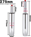 1 x RAW Customer Returns Gas Pressure Spring for Office Chair, Total Length 340-520mm, Replacement Gas Lift Straight Lift Piston, for Armchair Stools, Maximum Load 200kg - Chrome - 275mm - RRP €33.99