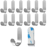 1 x RAW Customer Returns Bosdontek 12 Pack Self-Adhesive Wall Hooks Stainless Steel Towel Hooks No Drilling Required Wardrobe Hooks Adhesive Wall Hooks for Hanging Towel Keys, J-shaped Hooks with Nail-Free Adhesive Silver  - RRP €9.99