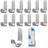 1 x RAW Customer Returns Bosdontek 12 Pack Self-Adhesive Wall Hooks Stainless Steel Towel Hooks No Drilling Required Wardrobe Hooks Adhesive Wall Hooks for Hanging Towel Keys, J-shaped Hooks with Nail-Free Adhesive Silver  - RRP €9.99